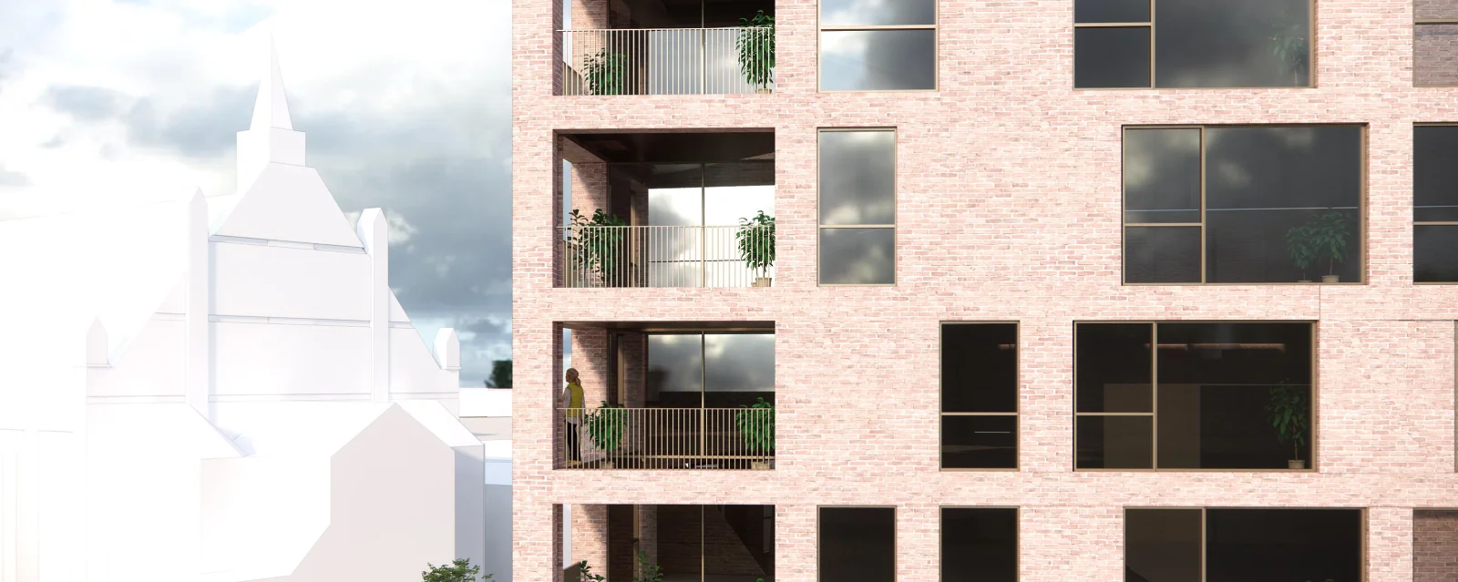 Rendering of the Bill House site, side view